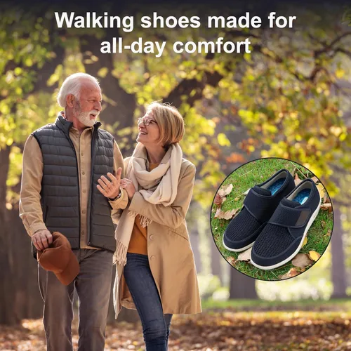 Vista 2 de youyun Zapatos para diabéticos para hombres de ancho ancho, zapatos diabéticos para hombres mayores, cierre ajustable, transpirables, ligeros
