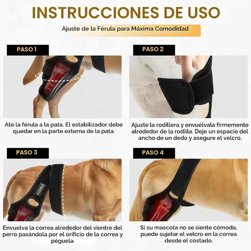 Vista 6 de KISAO Rodillera para perro para pierna trasera de ACL desgarrada, rodillera ajustable para aliviar el dolor de artritis para perros, compresión