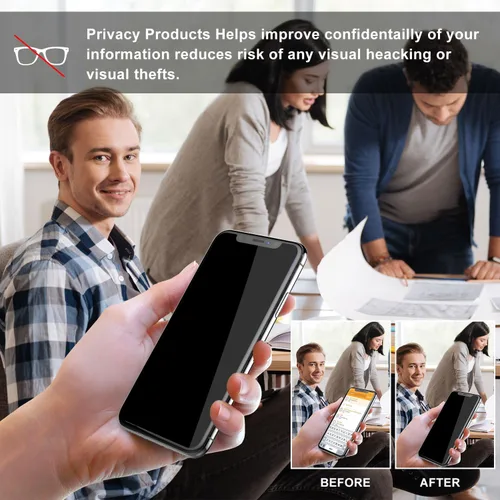 Vista 6 de Protector de pantalla de privacidad de vidrio templado para teléfono celular (negro, paquete de 2), compatible con iPhone 11/XR de 6.1 pulgadas