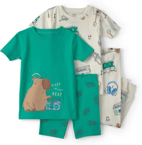Vista 8 de Carter's Conjunto de pijama de algodón ajustado de 4 piezas para niños Perro rayado