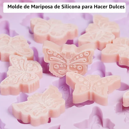 Vista 6 de Molde de mariposa, 72 cavidades, mini moldes de silicona de mariposas para gomitas de chocolate y dulces, moldes de mariposa de silicona de grado