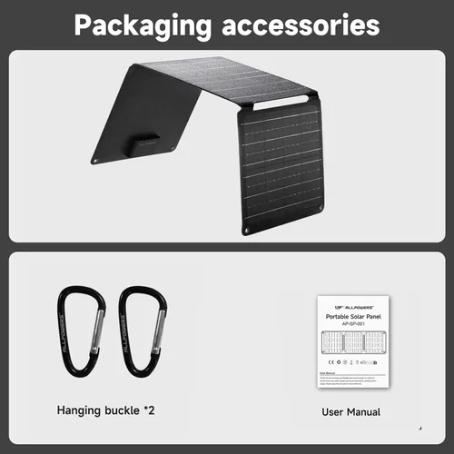 Vista 7 de ALLPOWERS SP001 - Cargador de panel solar portátil de 21 W Kit solar plegable con dos salidas USB para camping, teléfonos, RV, hogar, al aire