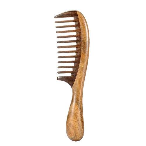 Vista 8 de Louise Maelys - Peine de dientes anchos de sándalo negro para cabello rizado Black Sandalwood Wide Tooth Comb For Detangling Curly, Thick Or Wavy