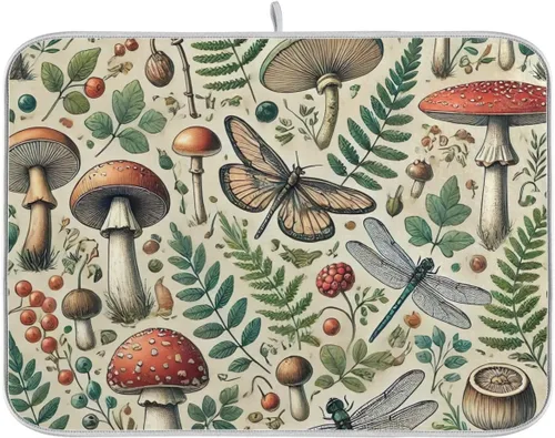 Vista 21 de Tapete de secado de platos de calabaza de otoño con girasol para encimera de cocina, absorbente, almohadilla de microfibra para secar platos