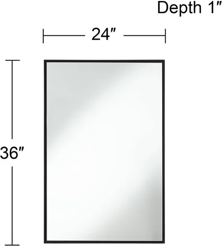 Vista 8 de Uttermost Andrew - Espejo de pared rectangular decorativo para tocador, moderno, marco de metal, ultra delgado, cristal flotante de 24 pulgadas