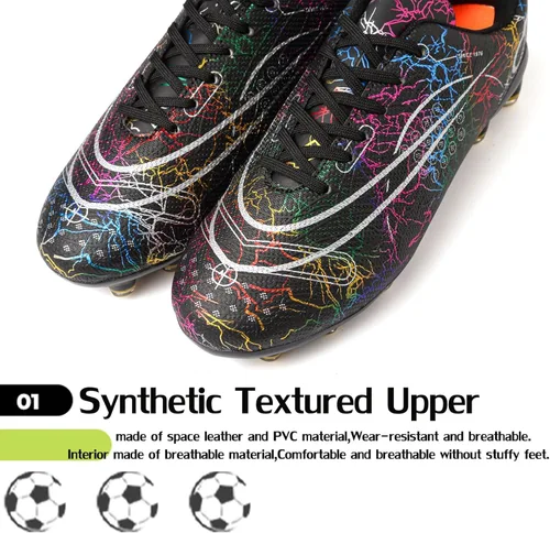 Vista 4 de Beyondjuff Zapatos de fútbol para niños con tacos de fútbol para suelo firme, zapatos de césped para niñas, zapatos de entrenamiento al aire libre