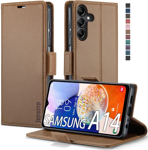 Vista 27 de Funda tipo cartera para Samsung Galaxy A12 con tarjetero [bloqueo RFID] atril magnético, funda de cuero con tapa para Samsung Galaxy A12 (negro)