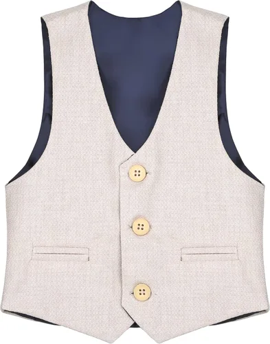 Vista 5 de Lilax Traje formal de 4 piezas para niños, chaleco, pantalones y corbata, Blanco