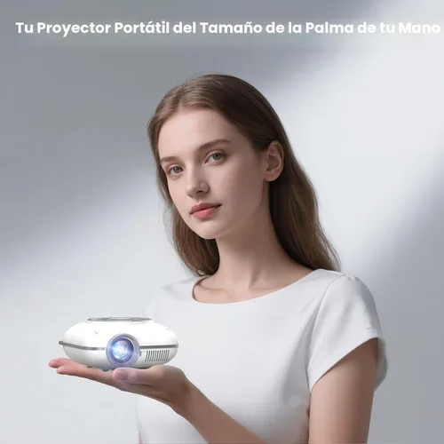 Vista 7 de HOMPOW Mini proyector con Bluetooth bidireccional, proyector portátil para uso de cine en casa, compatible con 1080P para proyector al aire Blanco