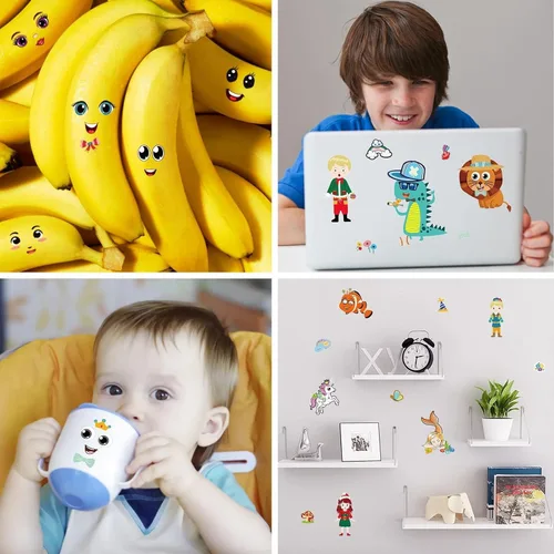 Vista 6 de Paquete de 100 calcomanías para hacer tu propia cara de animal, 25 diseños, divertidas calcomanías de cara de princesa princesa princesa para niños