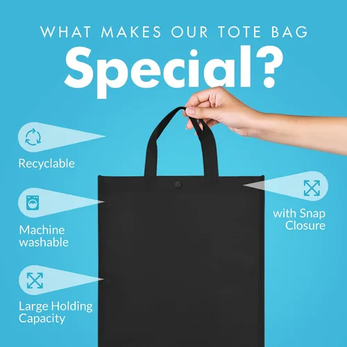 Vista 4 de Bolsa para comestibles reutilizable, paquete de 10 unidades, Negro