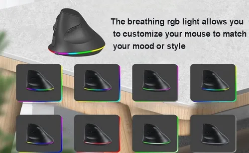 Vista 4 de Ratón inalámbrico Bluetooth recargable de modo dual ergonómico vertical grande túnel carpiano Ergo óptico de viaje inalámbrico para PC, portátil