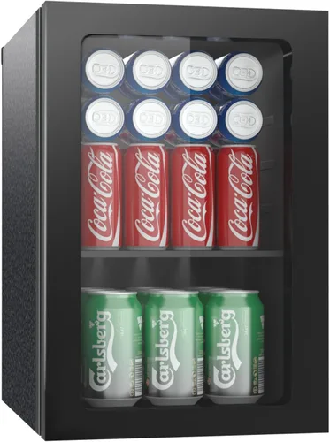 Vista 8 de Erivess Refrigerador de bebidas de 24 latas/20L y mini refrigerador para el cuidado de la piel con puerta frontal con espejo y control