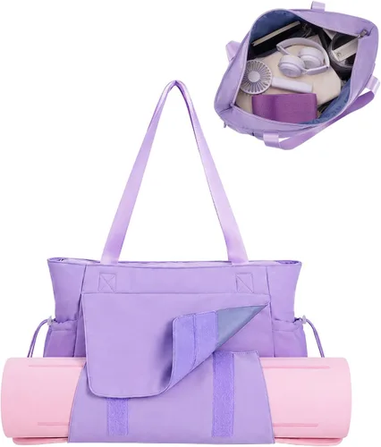 Vista 11 de sportsnew Bolsa para esterilla de yoga, bolsas de gimnasio para mujeres y hombres con bolsillo impermeable y gancho y bucle, almacenamiento