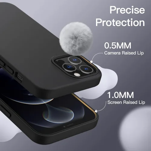 Vista 5 de JETech Funda de silicona para iPhone 12 Pro Max de 6.7 pulgadas, suave al tacto, funda protectora de cuerpo completo, a prueba de golpes con forro