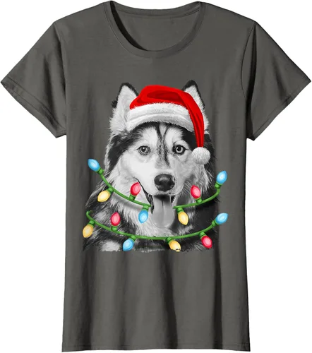 Vista 7 de Camiseta para niños con diseño de hachís siberiano con luces de árbol de Navidad Negro