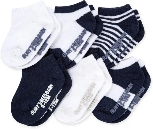 Vista 15 de Burt's Bees Baby Calcetines de tobillo para bebés niñas con agarres antideslizantes (paquete de 6)