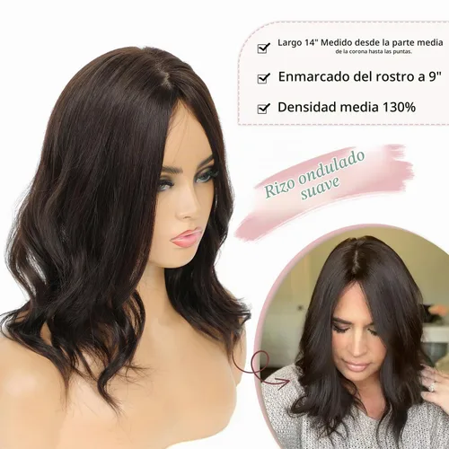 Vista 4 de PANEWAY Toppers para el cabello para mujer, cabello humano real, Remy con base de seda, base grande de 14 pulgadas, atado a mano, pieza gruesa