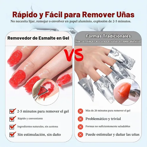 Vista 5 de LOUINSTIC Removedor de esmalte de gel – 0.5 onzas líquidas rápido, sin acetona, elimina fácilmente el esmalte de uñas de gel en 2-5 minutos, baja