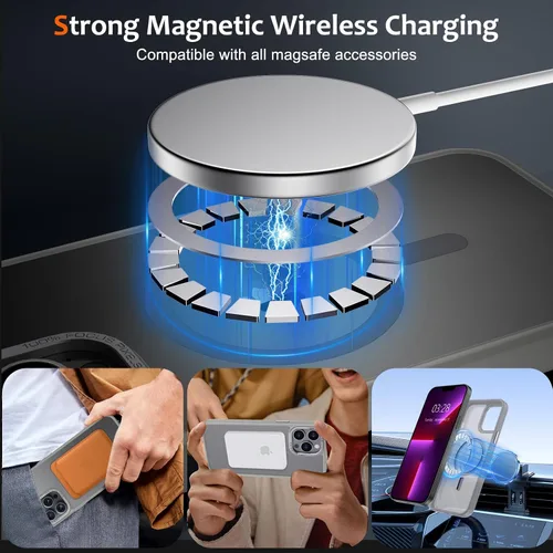 Vista 798 de Anuck - Funda magnética para iPhone 11 compatible con MagSafe, carcasa trasera mate translúcida dura, borde de TPU, delgada, resistente a impactos