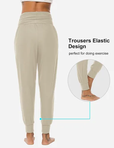 Vista 5 de DIBAOLONG Pantalones de yoga para mujer, pantalones deportivos holgados para ejercicio, pantalones cómodos de descanso con bolsillos