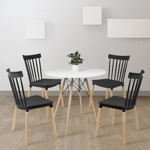 Vista 4 de DSW - Sillas de comedor de plástico modernas sin brazos con patas de madera para estar, dormitorio, cocina, comedor, sala de espera, restaurantes