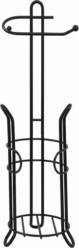 Vista 6 de SunnyPoint Soporte de papel higiénico independiente con almacenamiento, capacidad para 3 rollos de repuesto, acero resistente, acabado negro, fácil