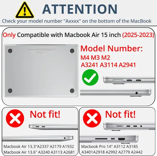 Vista 2 de AKIT Compatible con MacBook Air de 15 pulgadas Funda 2025 2024 2023 M4 M3 M2 A3241 A3114 A2941, Funda Rígida de Plástico con Patrón Único