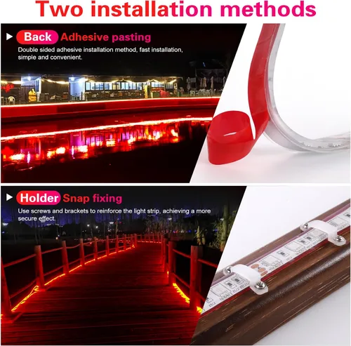 Vista 3 de Tira de luces LED marinas, 12 V, 6.56 pies, IP68, impermeable, luces LED subacuáticas, luz interior de barco, luces de cubierta de barco, luces