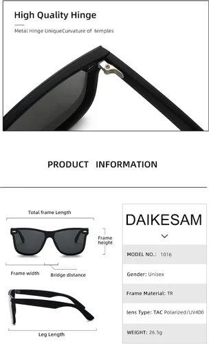 Vista 4 de Gafas de sol polarizadas con marco TR de protección UV para mujeres y hombres