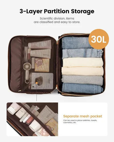 Vista 4 de LOVEVOOK Bolso para portátil rodante para mujer, maletín con ruedas de 17.3 pulgadas, equipaje de mano blando para debajo del asiento, artículo