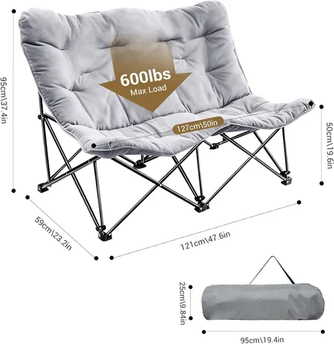 Vista 2 de Silla de mariposa acolchada y cómoda, silla plegable con respaldo alto para dormitorio, sala de estar, camping, césped