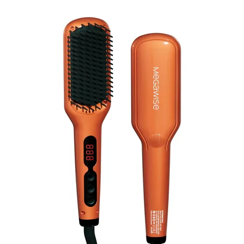 Vista 10 de MEGAWISE Cepillo alisador de cabello, cepillo de cerámica iónica para alisar el cabello para control del encrespamiento, calentamiento MCH 20s