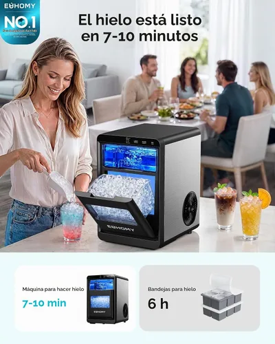 Vista 2 de EUHOMY Nugget - Encimera para hacer hielo, 40 libras/24 horas, lista en 7