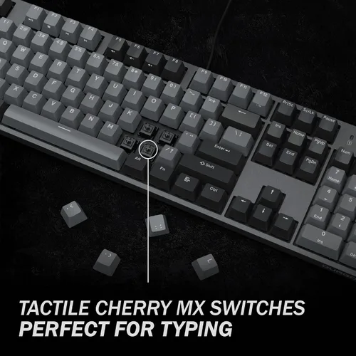Vista 3 de DURGOD Teclado mecánico resistente con interruptores marrón Cherry MX N-Key Rollover 104 teclas teclas PBT interfaz tipo C para jugadores
