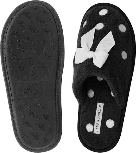 Vista 2 de Laura Ashley Pantuflas bordadas suaves de Terry Scuff para mujer
