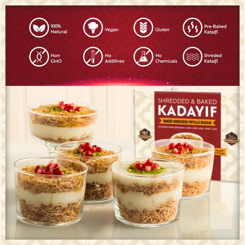 Vista 9 de Eastanbul Kataifi horneado y rallado para chocolate de Dubai, masa de pastelería Kadayif para pudín de leche, gránulos tostados Katifi Muhallebi