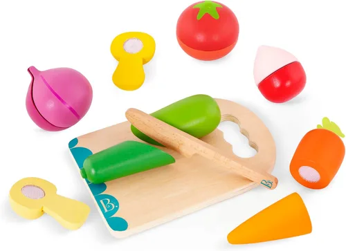 Vista 8 de B. toys Chop 'N' Play - Comida de madera para jugar, frutas, cuchillo