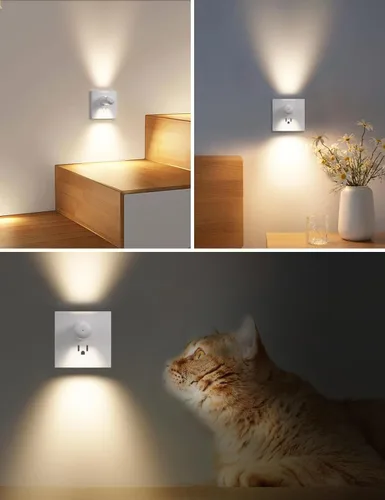 Vista 4 de Paquete de 6 mini luces LED nocturnas enchufables de pared - Del anochecer al amanecer encendido y apagado automático, 2700 K blanco cálido