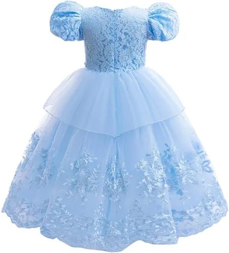 Vista 51 de Vestido de cumpleaños de princesa Cenicienta para niñas, disfraz de Halloween, concurso de Navidad, fiesta de baile con accesorios