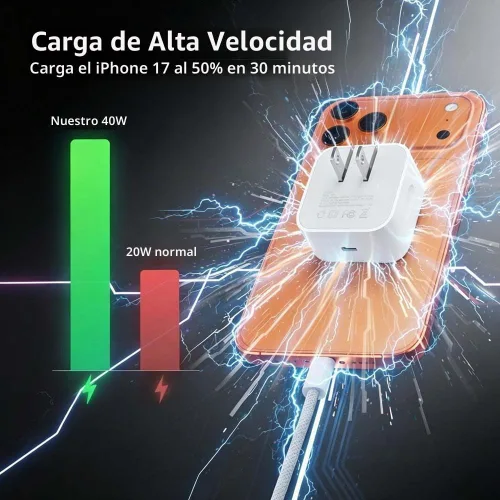 Vista 2 de Paquete de 2 cargadores USB C de 40 W de carga rápida, adaptador
