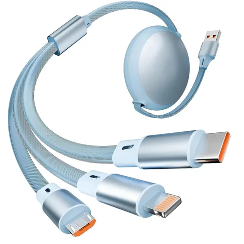 Vista 8 de Cable de carga múltiple 3 en 2, 1 paquete de cargadores retráctiles de 4 pies para todos los dispositivos, adaptador de cable de carga múltiple USBC