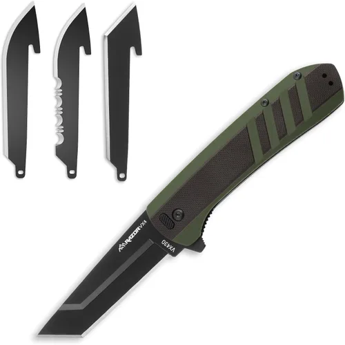 Vista 4 de OUTDOOR EDGE Razor VX4 - Cuchillo de bolsillo plegable EDC de hoja reemplazable Hoja de 3 pulgadas, rodamientos de bolas de cerámica, clip de Negro