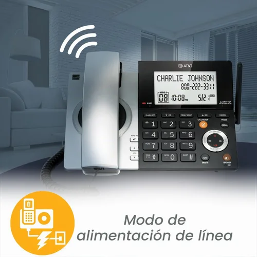 Vista 5 de AT&T CL84107 DECT 6.0 Teléfono expandible con cable/inalámbrico con bloqueador de llamadas inteligente, negro/plata con 1 auricular