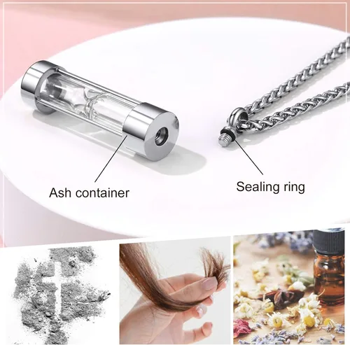 Vista 94 de FindChic Collares personalizados con urna para cenizas, barra vertical, gato, luna, reloj de arena, garra de perro, acero inoxidable, chapado en oro