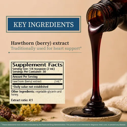Vista 3 de Wise Woman Herbals Hawthorn Berry Extracto sólido 4:1, fuerza extra sin alcohol, promueve la circulación saludable, protección antioxidante, apoyo