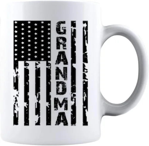 Vista 12 de Kropsis Taza de café de cerámica con diseño de bandera americana para familiares y amigos, color blanco