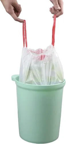Vista 5 de Bolsas de basura blancas con cordón de 2.5 galones, 2 rollos/120