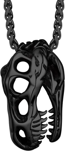 Vista 8 de Richsteel Phoenix/Wolf/Rock Hand/Skeleton Necklace for Men Phoenix Negro