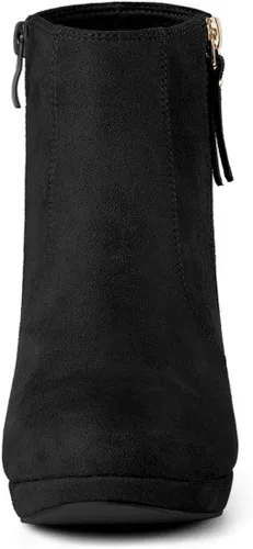 Vista 3 de Allegra K Botines de tacón grueso con cremallera lateral para mujer